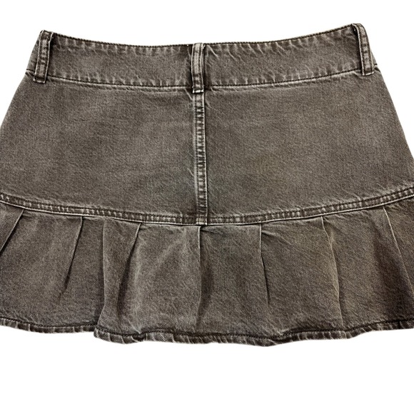 PacSun Brown Low-Rise Denim Micro Mini Skirt Sz 27" Pleated Y2K Grunge Cyber - Picture 7 of 15